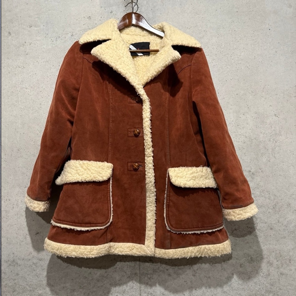 Vintage Wiman Brown and Cream Teddy Jacket with Plush Fleece Collar